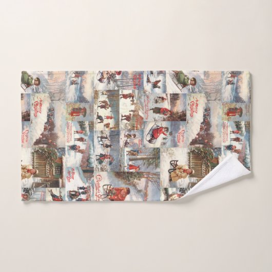 kerstcollage op de winter bad handdoek (Handdoek)