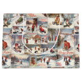 kerstcollage op de winter groot cadeauzakje (Voorkant)