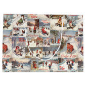 kerstcollage op de winter groot cadeauzakje (Achterkant)