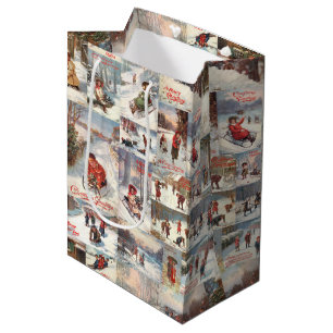  kerstcollage op de winter medium cadeauzakje