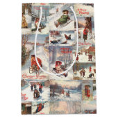  kerstcollage op de winter medium cadeauzakje (Voorkant)