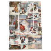  kerstcollage op de winter medium cadeauzakje (Achterkant)