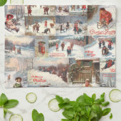  kerstcollage op de winter theedoek (Gevouwen)