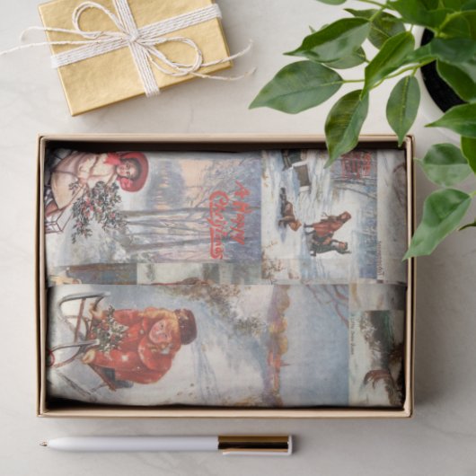  kerstcollage op de winter tissuepapier (Geschenk)