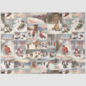  kerstcollage op de winter tissuepapier (Voorkant)