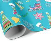 Kerstcollage Patroon op blauw Cadeaupapier (Rol Hoek)