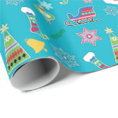 Kerstcollage Patroon op blauw Cadeaupapier (Rol Hoek)