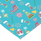 Kerstcollage Patroon op blauw Medium Tafelloper (Hoek)