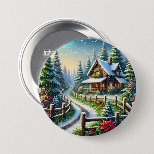 Kerstcollage Ronde Button 7,6 Cm (Voorkant /achterkant)