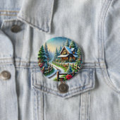 Kerstcollage Ronde Button 7,6 Cm (In situ)