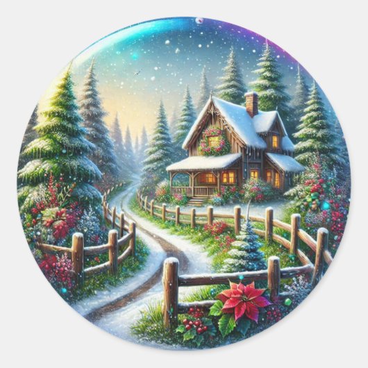 Kerstcollage Ronde Sticker (Voorkant)
