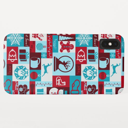 Kerstcollage (rood/blauw) Case-Mate iPhone case (Achterkant (horizontaal))