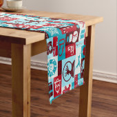 Kerstcollage (rood/blauw) korte tafelloper (Voorbeeld)