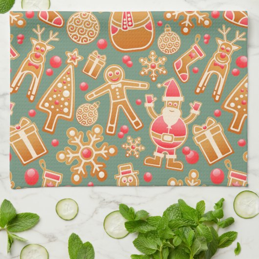 kerstcollage theedoek (Gevouwen)