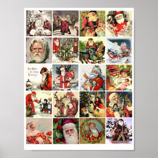  kerstcollage voor de oude wereld santa art poster (Voorkant)