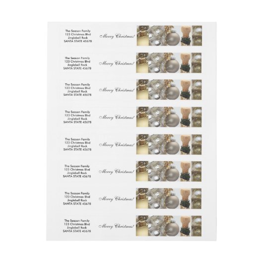 Kerstcollage zwart, wit en goud adreslabel wikkel (Vel)