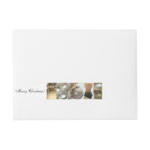 Kerstcollage zwart, wit en goud adreslabel wikkel (Voorkant)