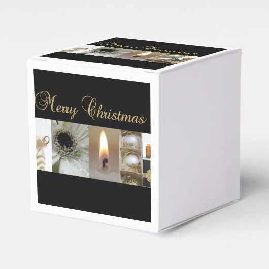 Kerstcollage zwart, wit en goud bedankdoosjes (Voorkant Zijde)