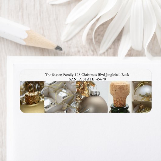 Kerstcollage zwart, wit en goud etiket (Insitu)