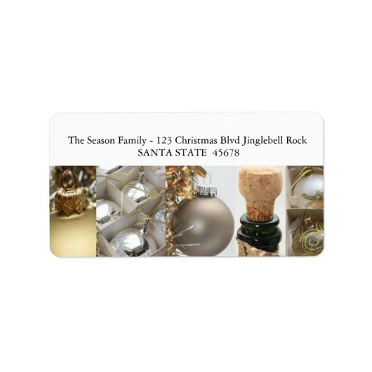 Kerstcollage zwart, wit en goud etiket (Voorkant)