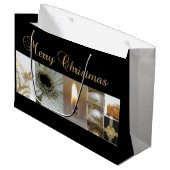 Kerstcollage zwart, wit en goud large cadeautasje (Voorkant Gekanteld)