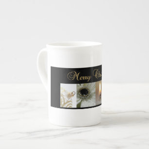 Kerstcollage zwart, wit en goud porselein kop