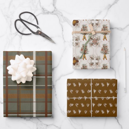 kerstCollectie | Groene Pset, Floral, Cedar Inpakpapier Vel (Voorkant)