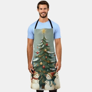 Kerstcollectie met sneeuwmannenfamilie schort