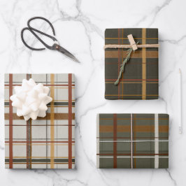 kerstCollectie | Plaids Green, crème, Tan Inpakpapier Vel