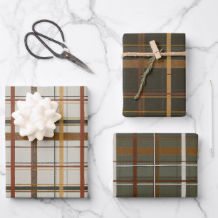 kerstCollectie   Plaids Green, crème, Tan Inpakpapier Vel