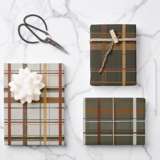kerstCollectie | Plaids Green, crème, Tan Inpakpapier Vel (Voorkant)