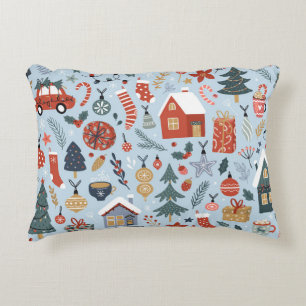 kerstcollectie van decoratieve winterelementen accent kussen