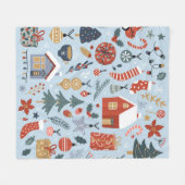 kerstcollectie van decoratieve winterelementen fleece deken (Voorkant (Horizontaal))