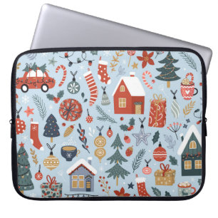 kerstcollectie van decoratieve winterelementen laptop sleeve