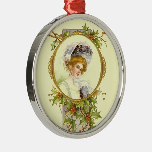 KerstCollectie  Victoriaans dame Metalen Ornament (Rechts)