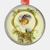 KerstCollectie  Victoriaans dame Metalen Ornament (Voorkant)