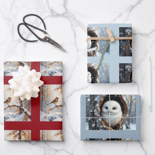 Kerstcollectie wilde vogels inpakpapier vel (Voorkant)