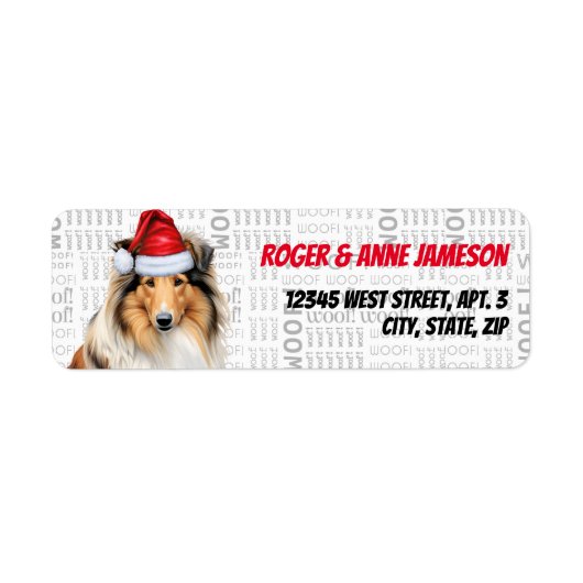 Kerstcollie Hondenliefhebber Holiday Adres Etiket (Voorkant)
