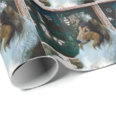 Kerstcollie op het raam cadeaupapier (Rol Hoek)