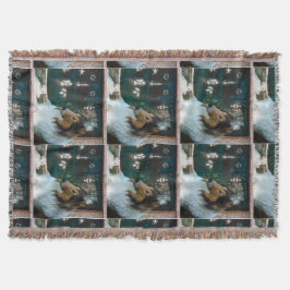 Kerstcollie op het raam deken