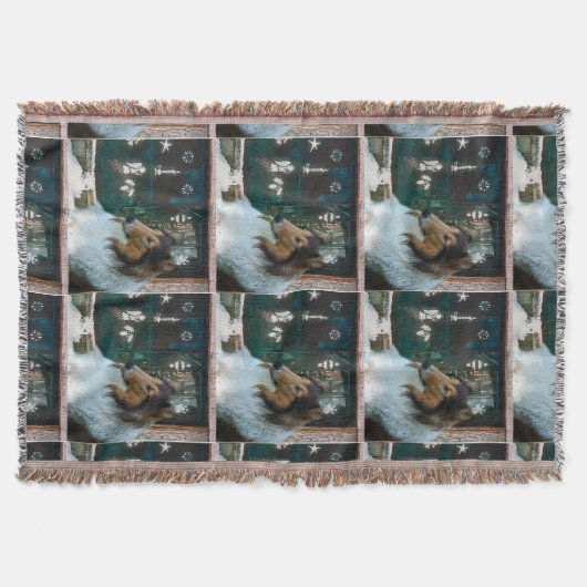 Kerstcollie op het raam deken (Voorkant)