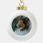 Kerstcollie op het raam keramische bal ornament (Voorkant)