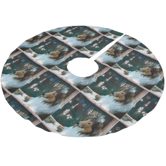 Kerstcollie op het raam kerstboom rok (Gekanteld)