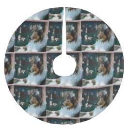 Kerstcollie op het raam kerstboom rok