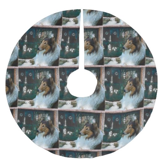 Kerstcollie op het raam kerstboom rok (Voorkant)