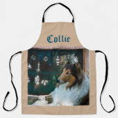 Kerstcollie op het raam schort (Voorkant)