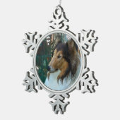 Kerstcollie op het raam tin sneeuwvlok ornament (Rechts)