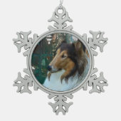 Kerstcollie op het raam tin sneeuwvlok ornament (Voorkant)