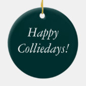 Kerstcollie op raam keramisch ornament (Achterkant)