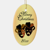 Kerstcomedy en tragische theatermaskers keramisch ornament (Rechts)